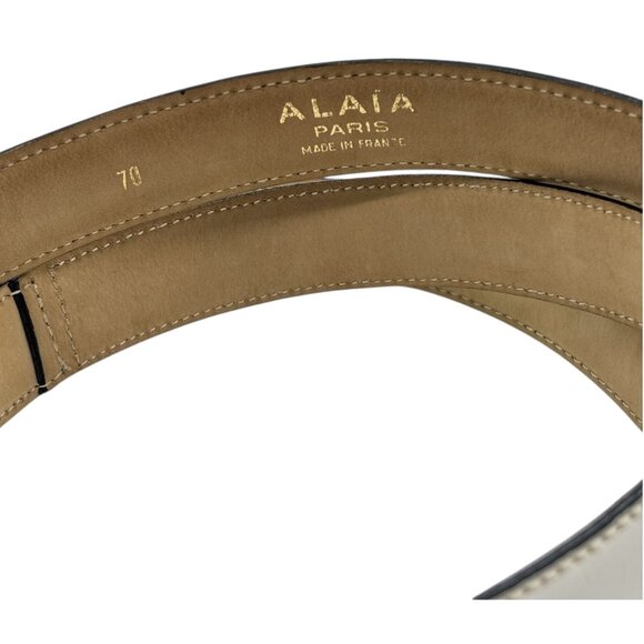 ALAIA Red White Blue Leather Color Block Thin Buckle Belt 70 US 28 Skinny 1.25" - Picture 12 of 14